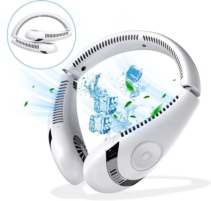 ネッククーラー 最新2022 首掛け扇風機 羽なし扇風機 折りたたみ式 5000mAh 大容量 ネックファン 携帯扇風機 強力 ポータブルファン  風量3段階調節 ハンズフリー Type -C充電式 首 掛け 扇風機 角度調整可 せんぷうき扇風機 大風量 首掛けクーラー 